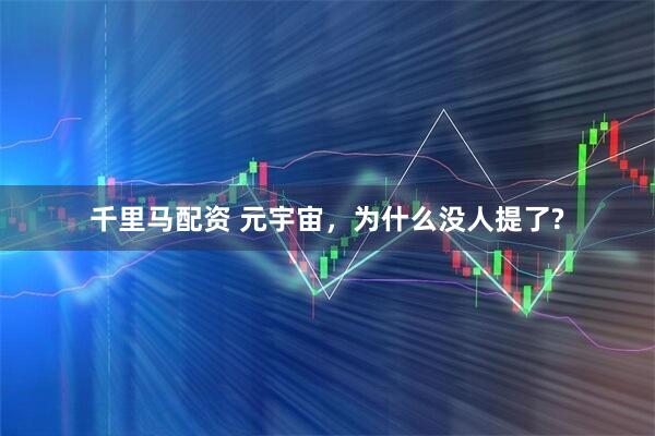 千里马配资 元宇宙，为什么没人提了?